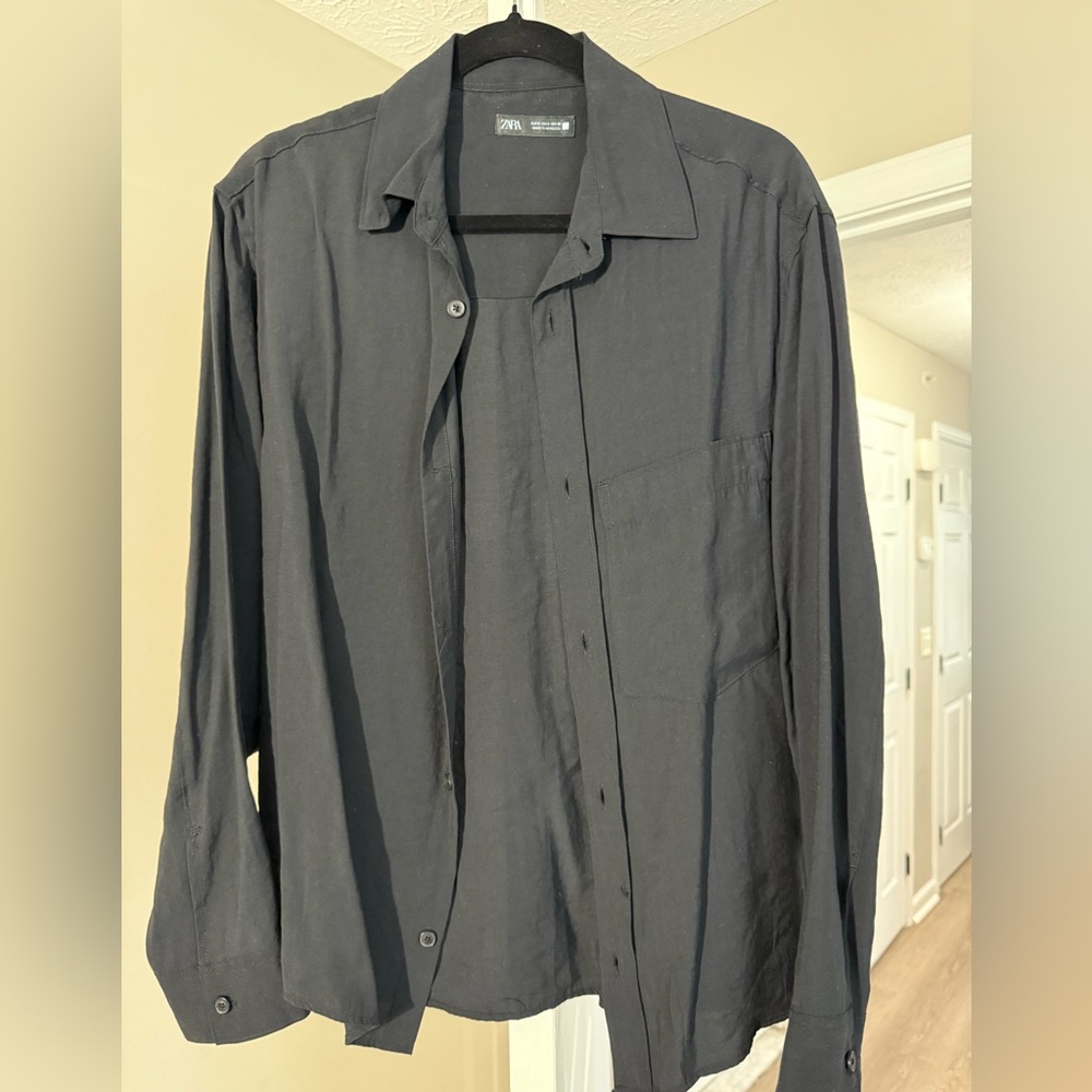 Zara Black Button-Up Shirt